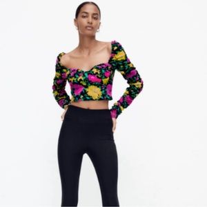 Zara Floral Printed Crop Top Small NWT